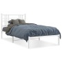 Metal bed frame with white headboard 100x200 cm by , Beds and slatted bases - Ref: Foro24-376368, Price: 87,82 €, Discount: %