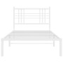 Metal bed frame with white headboard 100x200 cm by , Beds and slatted bases - Ref: Foro24-376368, Price: 87,82 €, Discount: %