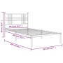 Metal bed frame with white headboard 100x200 cm by , Beds and slatted bases - Ref: Foro24-376368, Price: 87,82 €, Discount: %