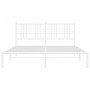 Bettgestell aus Metall mit weißem Kopfteil 150x200 cm von , Betten und Lattenroste - Ref: Foro24-376375, Preis: 108,74 €, Rab...