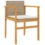 Garden chairs with cushion 2 pcs beige PE rattan and acacia wood by , Garden chairs - Ref: Foro24-368713, Price: 126,05 €, Di...