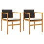 Garden chairs with cushion 2 pcs black PE rattan and acacia wood by , Garden chairs - Ref: Foro24-368711, Price: 123,99 €, Di...