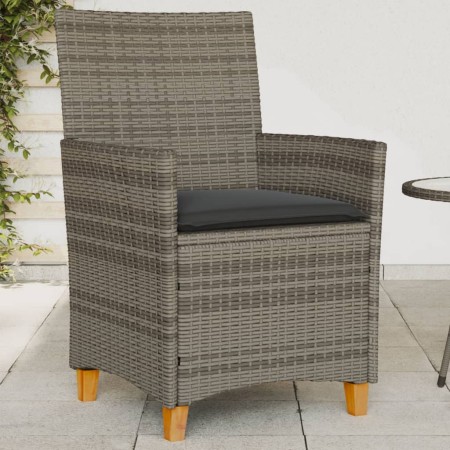 Garden chairs and cushions 2 pcs gray PE rattan and solid wood by , Garden chairs - Ref: Foro24-368718, Price: 198,43 €, Disc...