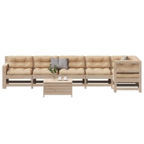 Garden furniture set 7 pieces and cushions solid pine wood by , Garden sets - Ref: Foro24-3250876, Price: 679,99 €, Discount: %