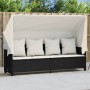 Lounger with hood and black synthetic rattan cushions by , Loungers - Ref: Foro24-368353, Price: 264,99 €, Discount: %