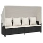 Lounger with hood and black synthetic rattan cushions by , Loungers - Ref: Foro24-368353, Price: 264,99 €, Discount: %