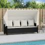 Lounger with hood and black synthetic rattan cushions by , Loungers - Ref: Foro24-368353, Price: 264,99 €, Discount: %