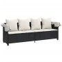 Lounger with hood and black synthetic rattan cushions by , Loungers - Ref: Foro24-368353, Price: 264,99 €, Discount: %