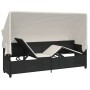 Lounger with hood and black synthetic rattan cushions by , Loungers - Ref: Foro24-368353, Price: 264,99 €, Discount: %