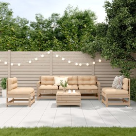 Garden furniture set 6 pieces and cushions solid pine wood by , Garden sets - Ref: Foro24-3250732, Price: 531,54 €, Discount: %