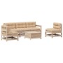 Garden furniture set 6 pieces and cushions solid pine wood by , Garden sets - Ref: Foro24-3250732, Price: 532,16 €, Discount: %