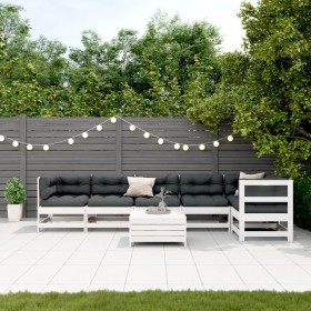 7-teiliges Gartenmöbel-Set mit Kissen aus massivem Weißkiefernholz von , Gartensets - Ref: Foro24-3250869, Preis: 728,59 €, R...