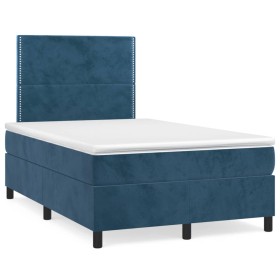 Cama box spring con colchón terciopelo azul oscuro 120x190 cm de , Camas y somieres - Ref: Foro24-3269993, Precio: 400,47 €, ...