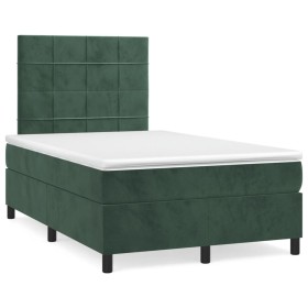 Cama box spring con colchón terciopelo verde oscuro 120x190 cm de , Camas y somieres - Ref: Foro24-3269998, Precio: 403,97 €,...