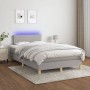 Box spring bed with mattress and LED light gray fabric 120x190 cm by , Beds and slatted bases - Ref: Foro24-3270074, Price: 3...