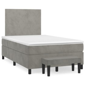 Box spring bed with light gray velvet mattress 120x190 cm by , Beds and slatted bases - Ref: Foro24-3270457, Price: 441,08 €,...