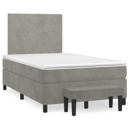 Box spring bed with light gray velvet mattress 120x190 cm by , Beds and slatted bases - Ref: Foro24-3270457, Price: 440,90 €,...