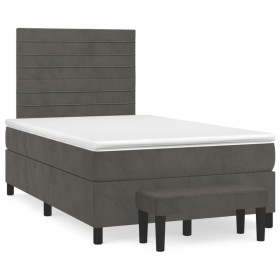 Box spring bed with dark gray velvet mattress 120x190 cm by , Beds and slatted bases - Ref: Foro24-3270476, Price: 442,94 €, ...