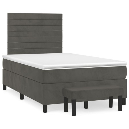 Cama box spring con colchón terciopelo gris oscuro 120x190 cm de , Camas y somieres - Ref: Foro24-3270476, Precio: 434,27 €, ...