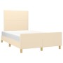 Estructura de cama con cabecero tela crema 120x190 cm de , Camas y somieres - Ref: Foro24-3270504, Precio: 171,02 €, Descuent...