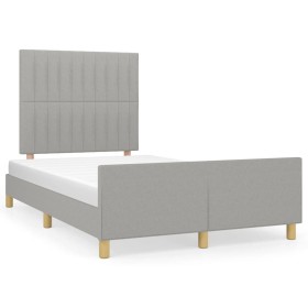 Bed frame with headboard light gray fabric 120x190 cm by , Beds and slatted bases - Ref: Foro24-3270527, Price: 170,49 €, Dis...