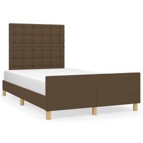 Estructura de cama con cabecero tela marrón oscuro 120x190 cm de , Camas y somieres - Ref: Foro24-3270544, Precio: 175,05 €, ...