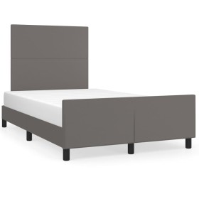 Estructura cama con cabecero cuero sintético gris 120x190 cm de , Camas y somieres - Ref: Foro24-3270552, Precio: 167,36 €, D...