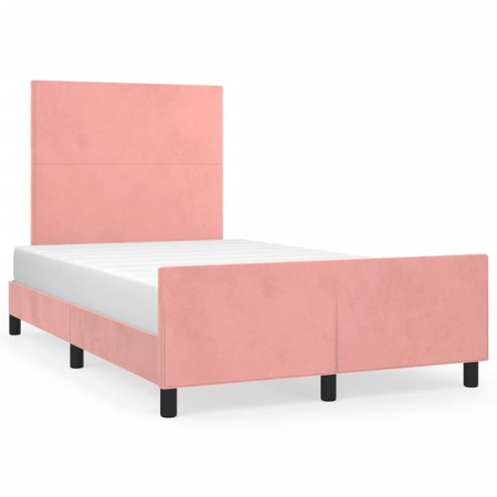 Pink velvet bed frame with headboard 120x190 cm by , Beds and slatted bases - Ref: Foro24-3270571, Price: 165,99 €, Discount: %