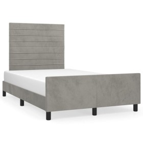 Bed frame with light gray velvet headboard 120x190 cm by , Beds and slatted bases - Ref: Foro24-3270584, Price: 161,99 €, Dis...