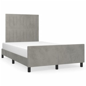 Estructura cama con cabecero terciopelo gris claro 120x190 cm de , Camas y somieres - Ref: Foro24-3270590, Precio: 163,99 €, ...