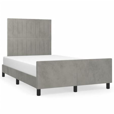 Estructura cama con cabecero terciopelo gris claro 120x190 cm de , Camas y somieres - Ref: Foro24-3270590, Precio: 163,00 €, ...