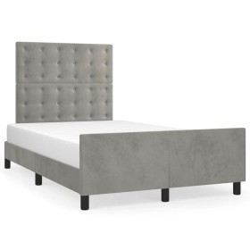 Bed frame with light gray velvet headboard 120x190 cm by , Beds and slatted bases - Ref: Foro24-3270602, Price: 173,99 €, Dis...