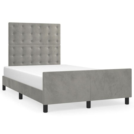 Bed frame with light gray velvet headboard 120x190 cm by , Beds and slatted bases - Ref: Foro24-3270602, Price: 173,09 €, Dis...