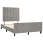 Bed frame with light gray velvet headboard 120x190 cm by , Beds and slatted bases - Ref: Foro24-3270602, Price: 173,09 €, Dis...