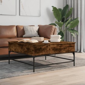 Engineered wood and metal smoke oak coffee table 95x95x45 cm by , Coffee table - Ref: Foro24-3217066, Price: 107,99 €, Discou...