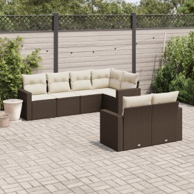 7-piece garden sofa set with brown PE rattan cushions by , Garden sets - Ref: Foro24-3219203, Price: 505,99 €, Discount: %