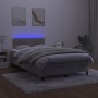 Box spring bed with mattress and LED light gray velvet 120x190 cm by , Beds and slatted bases - Ref: Foro24-3270165, Price: 3...