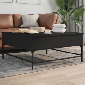 Engineered wood and black metal coffee table 95x95x45 cm by , Coffee table - Ref: Foro24-3217064, Price: 110,84 €, Discount: %