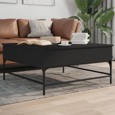 Engineered wood and black metal coffee table 95x95x45 cm by , Coffee table - Ref: Foro24-3217064, Price: 110,99 €, Discount: %