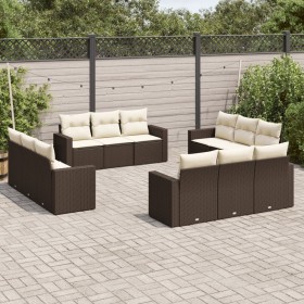 Garden sofa and cushion set 12 pieces brown synthetic rattan by , Garden sets - Ref: Foro24-3218763, Price: 866,63 €, Discoun...