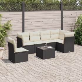 7-teiliges Garten-Essset und schwarze Kissen aus synthetischem Rattan von , Gartensets - Ref: Foro24-3249545, Preis: 409,99 €...