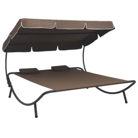 Outdoor lounger with canopy and brown pillows by vidaXL, Outdoor beds - Ref: Foro24-48069, Price: 123,99 €, Discount: %