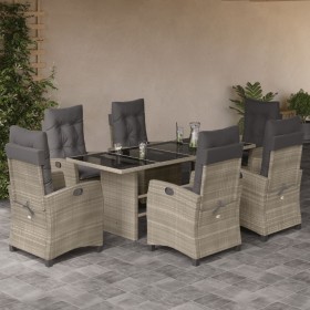 Garden dining set 7 pieces and light gray synthetic rattan cushions by , Garden sets - Ref: Foro24-3212698, Price: 959,34 €, ...