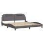 Bed frame with LED lights gray synthetic leather 200x200 cm by , Beds and slatted bases - Ref: Foro24-3214046, Price: 225,99 ...