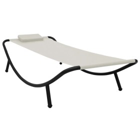 Cream steel garden lounger 200x90 cm by vidaXL, Outdoor beds - Ref: Foro24-48080, Price: 76,91 €, Discount: %