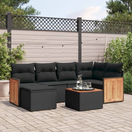 7-teiliges Garten-Essset und schwarze Kissen aus synthetischem Rattan von , Gartensets - Ref: Foro24-3260263, Preis: 475,99 €...