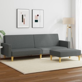 Sofá cama de 2 plazas con taburete tela gris oscuro de , Sofás - Ref: Foro24-3216228, Precio: 274,38 €, Descuento: %