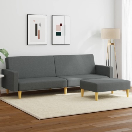 2-seater sofa bed with stool in dark gray fabric by , Sofas - Ref: Foro24-3216228, Price: 270,99 €, Discount: %