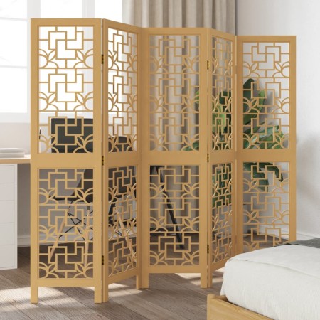 5-panel partition screen solid brown paulownia wood by , Room dividers - Ref: Foro24-358869, Price: 116,46 €, Discount: %