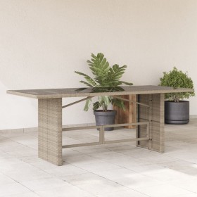 Garden table surface glass PE rattan light gray 190x80x74 cm by , Garden tables - Ref: Foro24-365308, Price: 182,99 €, Discou...